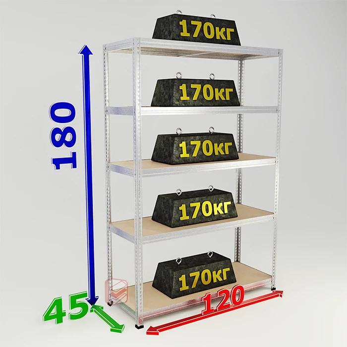 Стеллаж металлический с оцинковкой SBL 180х120х45 5 полок фото Стеллаж Мастер Стеллаж металлический с оцинковкой SBL 180х120х45 5 полок фото Стеллаж Мастер