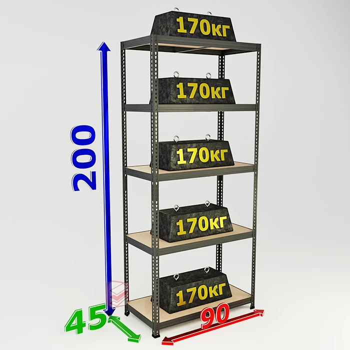 Cтеллаж лофт SBL 200х90х45 с пятью полками фото СтеллажМастер Cтеллаж лофт SBL 200х90х45 с пятью полками фото СтеллажМастер